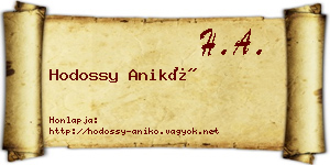 Hodossy Anikó névjegykártya